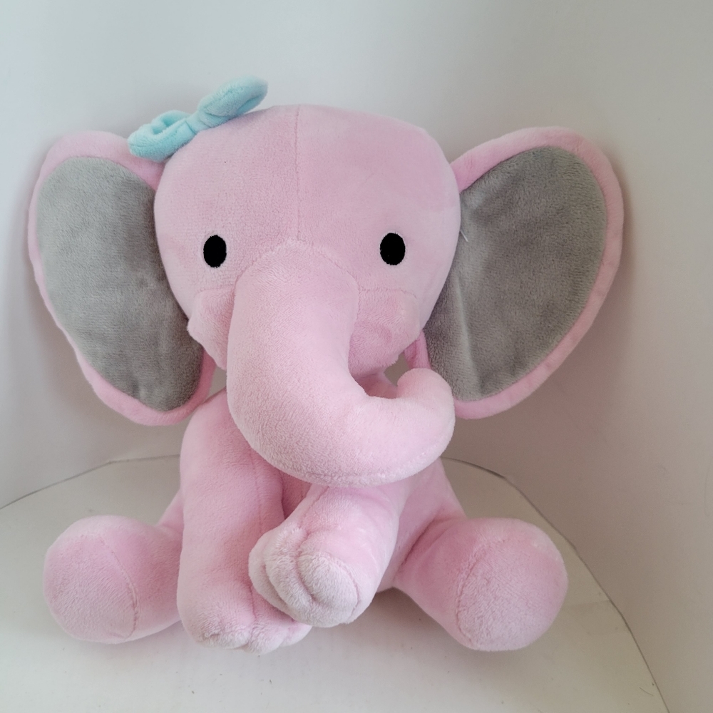 Bedtime Originals Pink Plush Elephant With Gray Ears - Picture 2 of 5